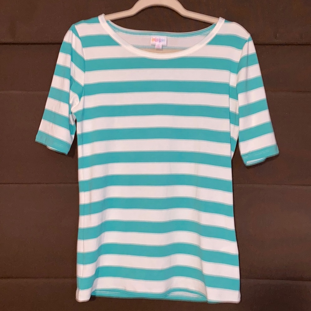 Teal and White LuLaRoe t-shirt